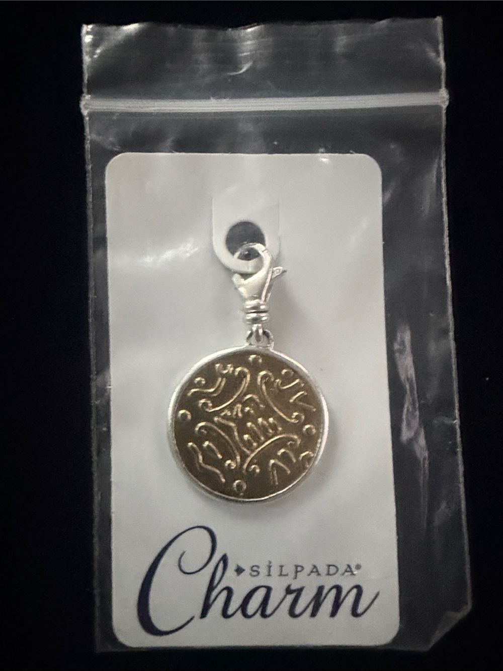 Silpada Two-Tone Round Coin Decorative Charm - Silver and Gold